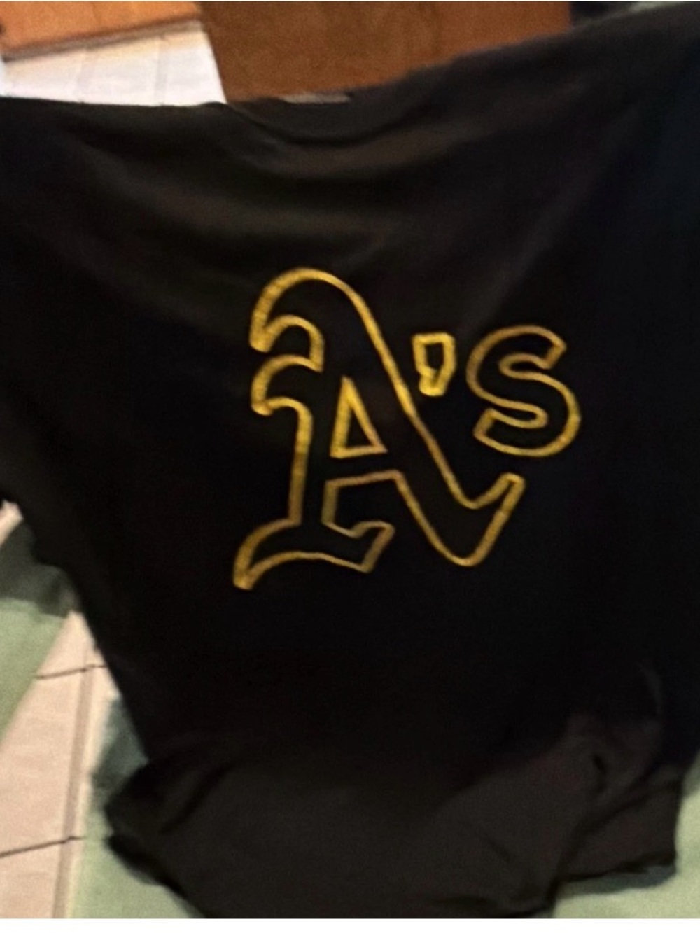 MLB Oakland A's Black and Gold Logo Short Sleeve Tee